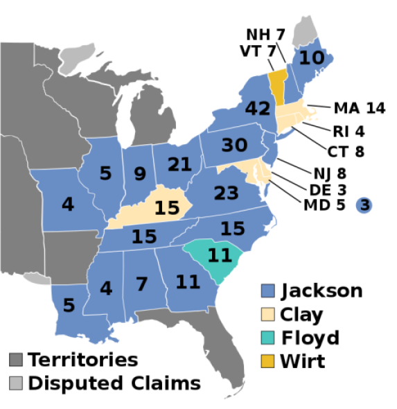Elezioni USA mappa 1832